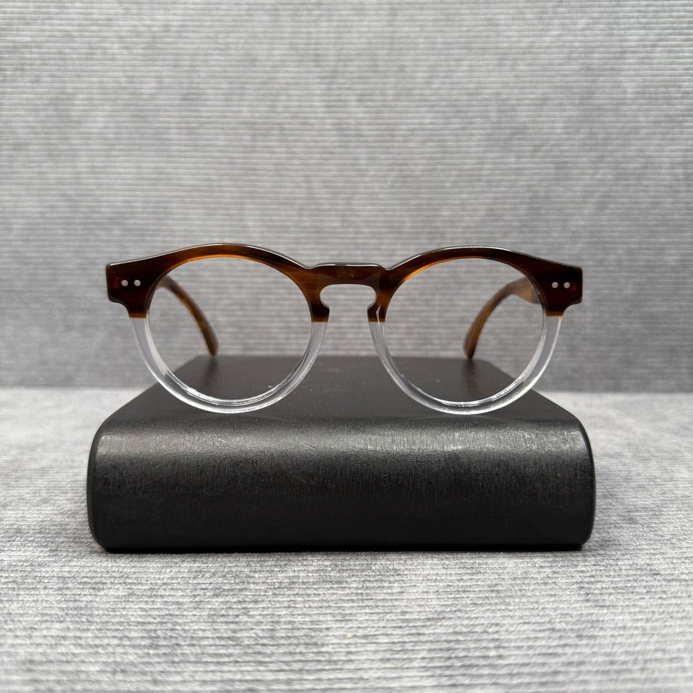Illesteva Leonard Round Eyeglasses Amber Tortoise Clear Two Tone 48-22-145 Italy